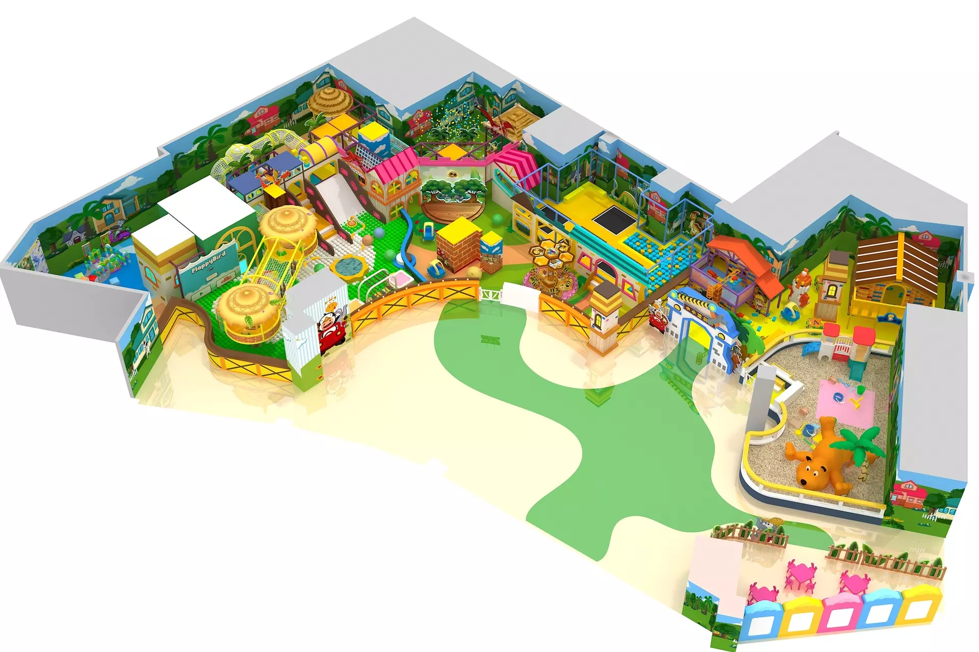 Indoor playground equipment mix and layout planning